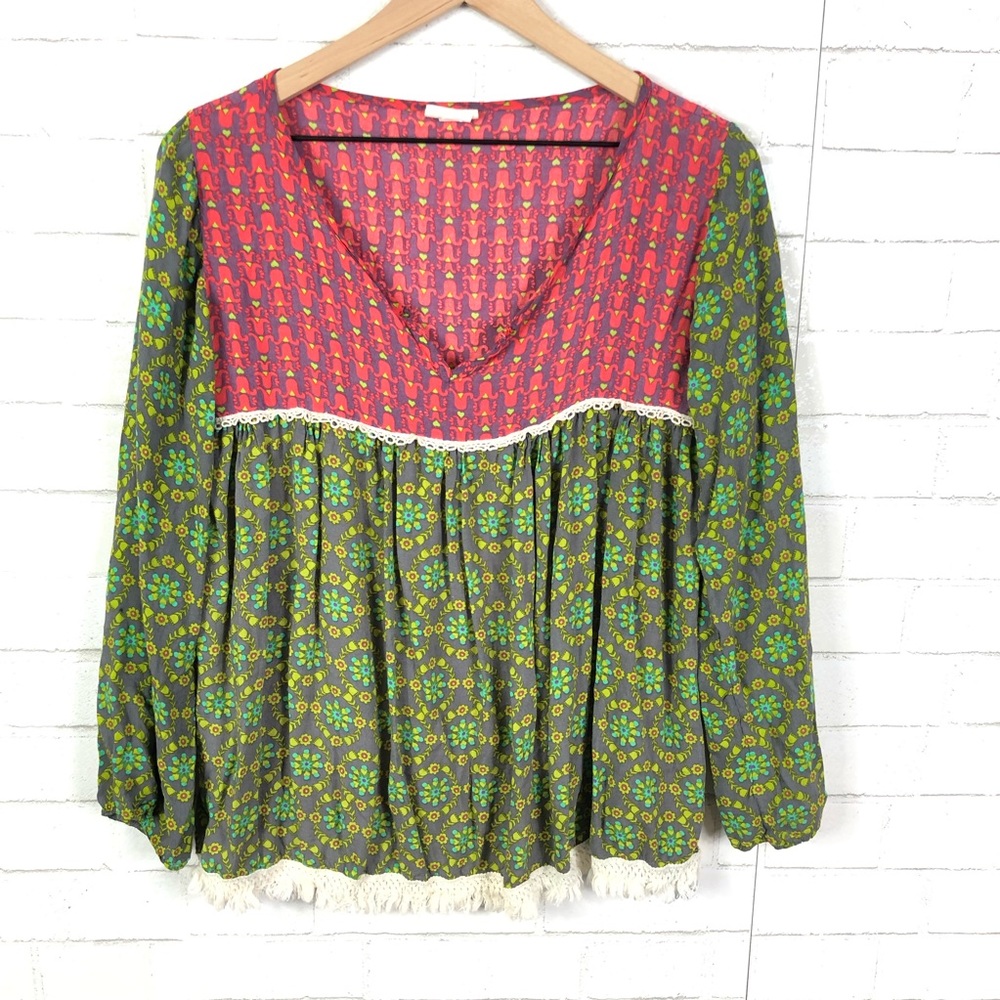 Floral Boho, Fringe Blouse